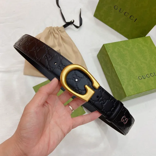 Gucci Horsebit 1955 Embossed GG Black Leather Belt 5