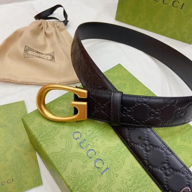 Gucci Horsebit 1955 Embossed GG Black Leather Belt 9