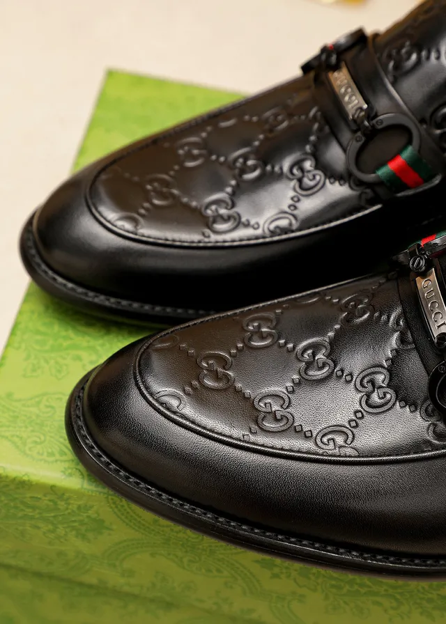 Gucci Horsebit 1955 Embossed GG Black Leather Loafers 6