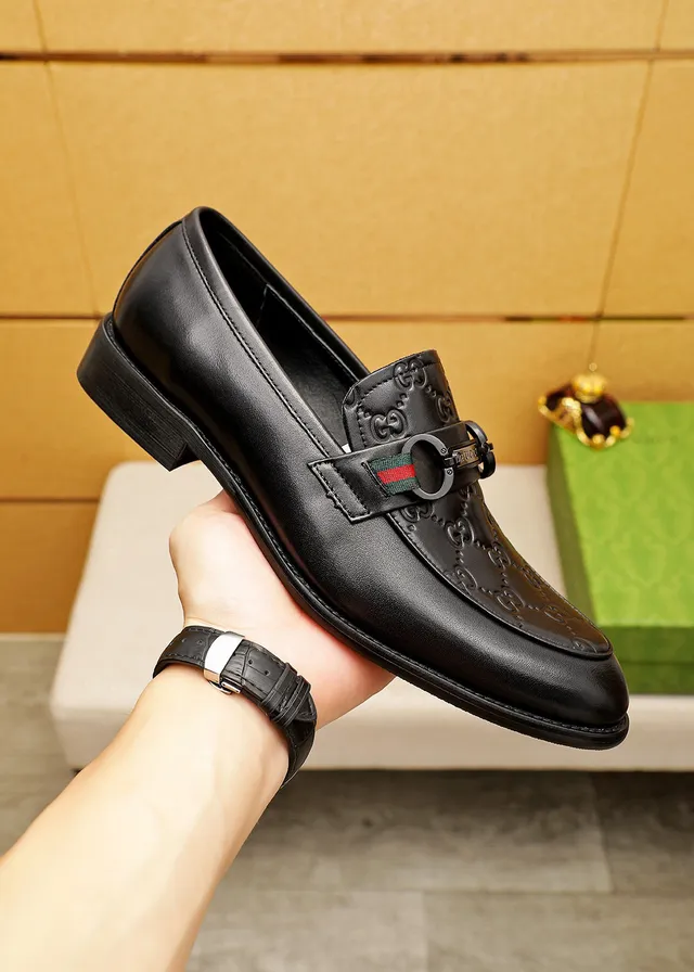 Gucci Horsebit 1955 Embossed GG Black Leather Loafers 8