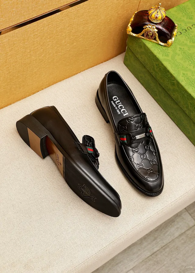 Gucci Horsebit 1955 Embossed GG Black Leather Loafers 9