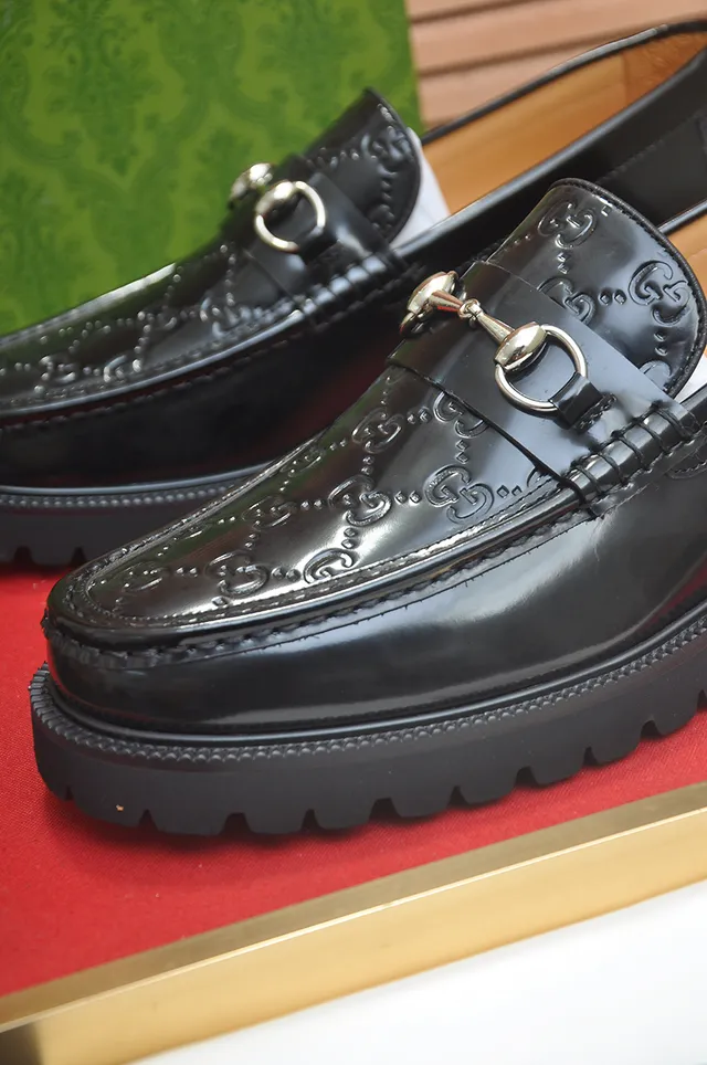 Gucci Horsebit 1955 Loafer Black Polished Leather Chunky Lug Sole Loafer 2