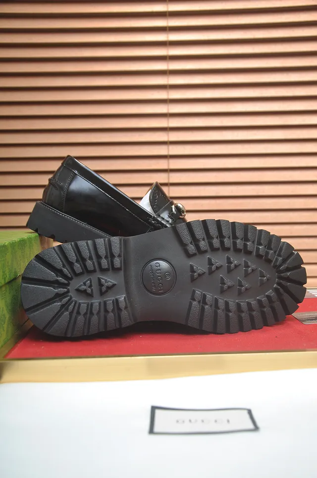 Gucci Horsebit 1955 Loafer Black Polished Leather Chunky Lug Sole Loafer 3