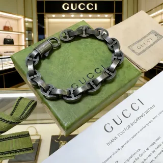 Gucci Horsebit 1955 Oxidized Silver Interlocking G-Link Pulsera