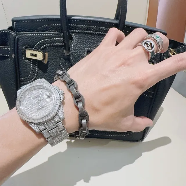 Gucci Horsebit 1955 Oxidized Silver Interlocking G-Link Bracelet 2