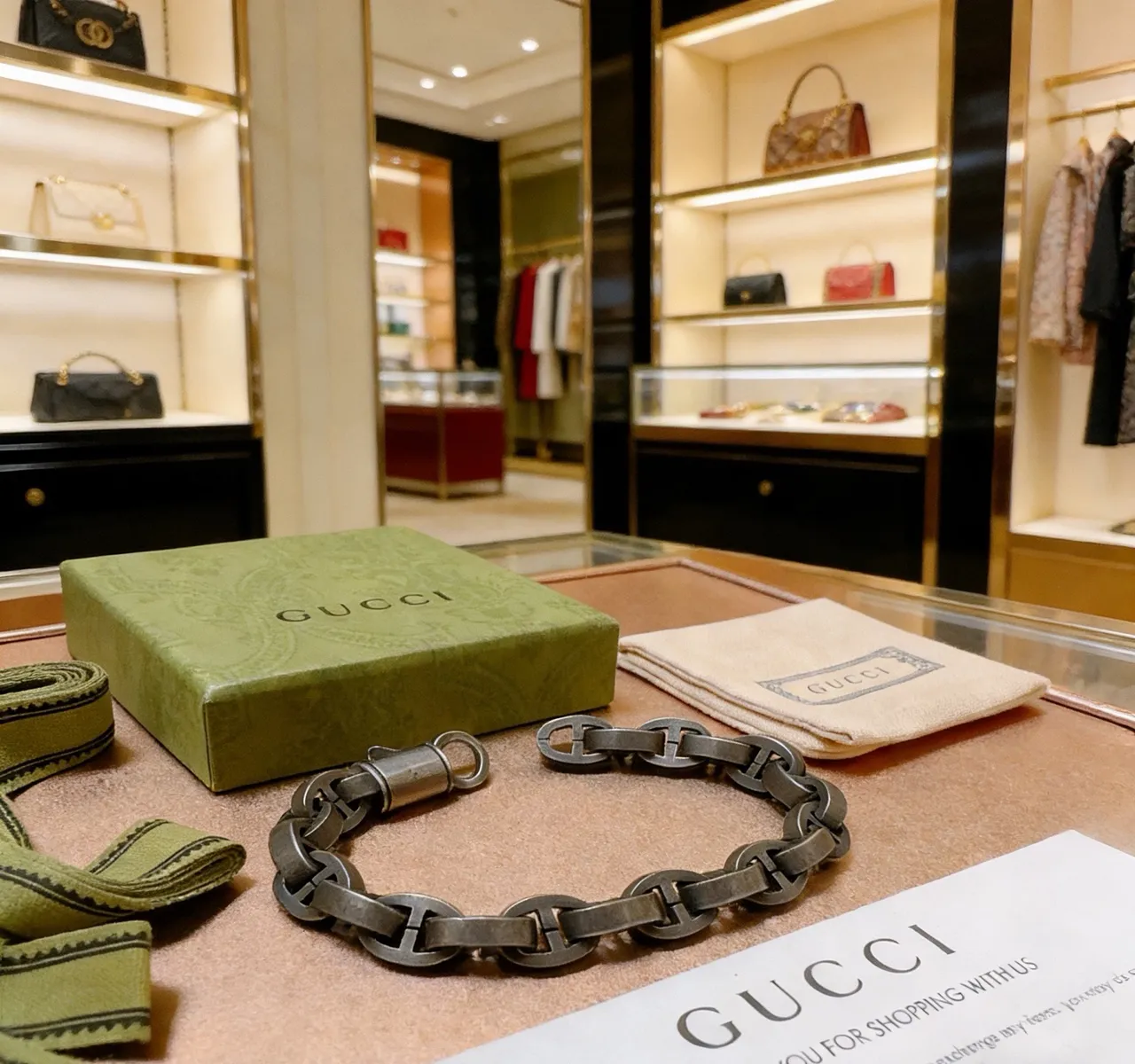 Gucci Horsebit 1955 Oxidized Silver Interlocking G-Link Bracelet 4