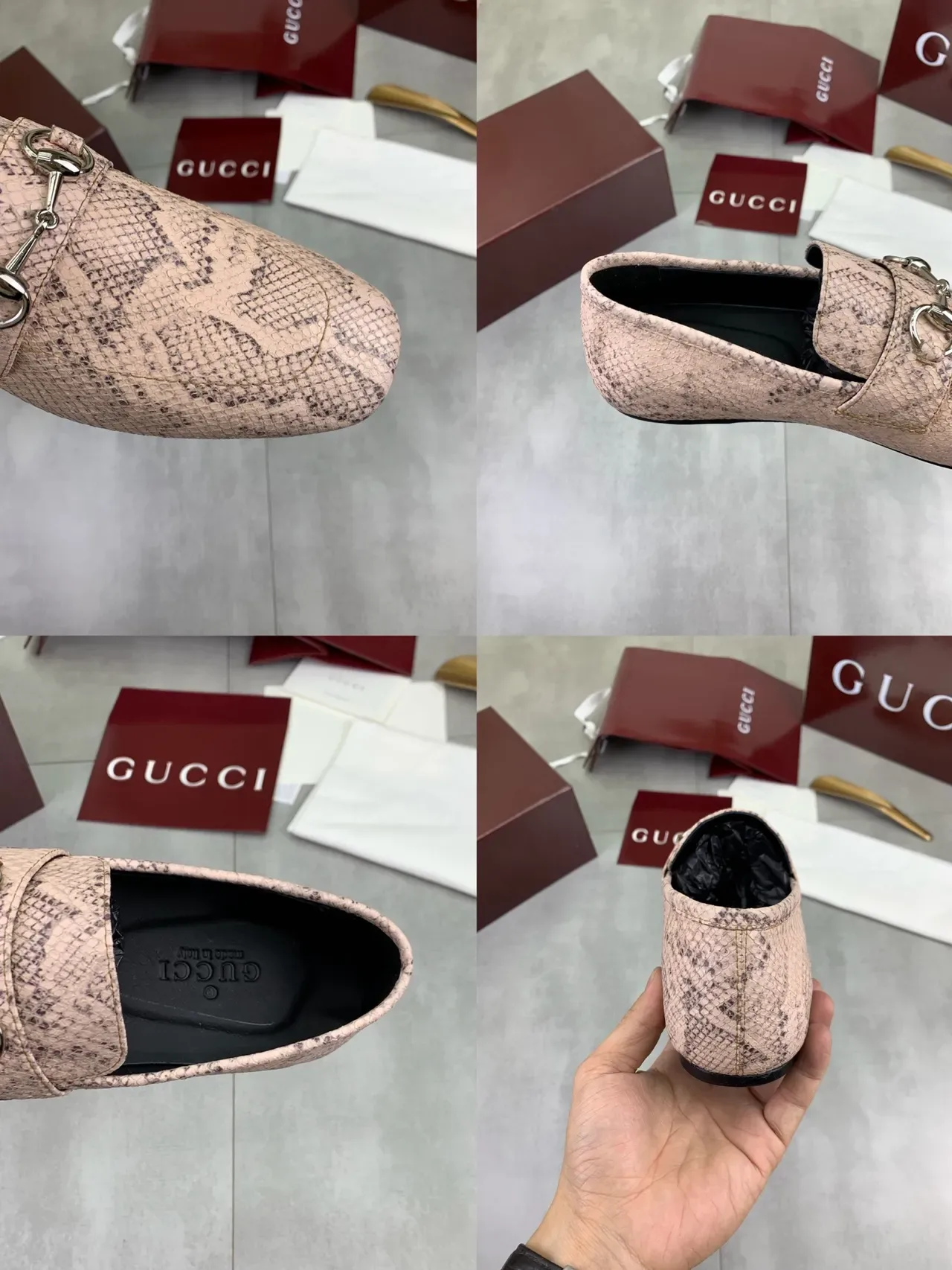 Gucci Horsebit 1955 सांप चमड़ी गुलाबी लूफर 2