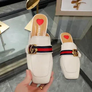Gucci Horsebit 1955 White Leather Web Stripe Square-Toe Loafers