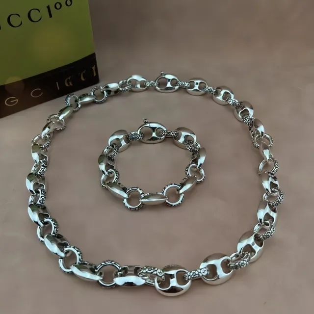 Gucci Iconic Chain Floral-Engraved Silver Tone Bracelet 5
