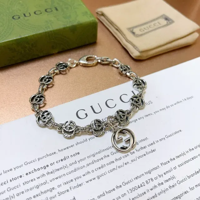 Gucci Interlocking G Motif Silver-Tone Chain Bracelet 7