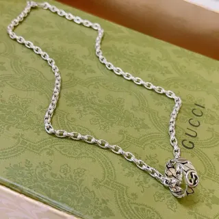 Gucci Interlocking G Pendant Silver Chain Necklace