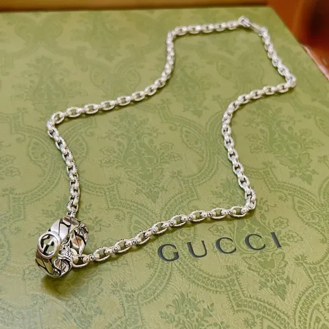 Gucci Interlocking G Pendant Silver Chain Necklace 7