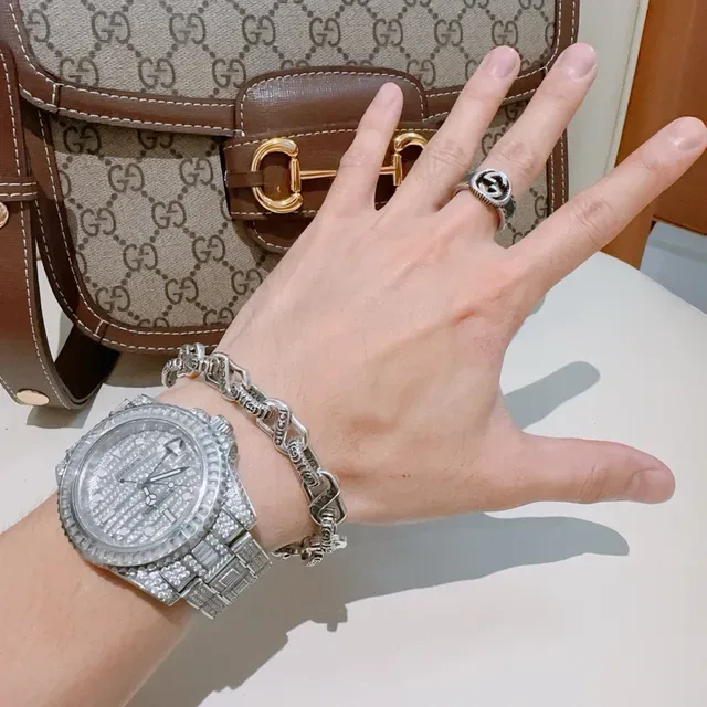 Gucci Link to Love Engraved Chain Silver-Tone Bracelet 8