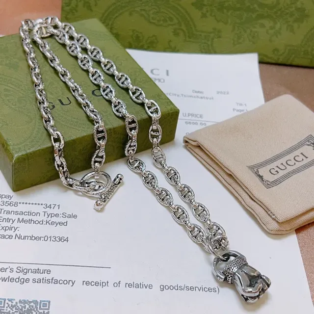 Gucci Lion Head Mariner-Link Silver Necklace 7