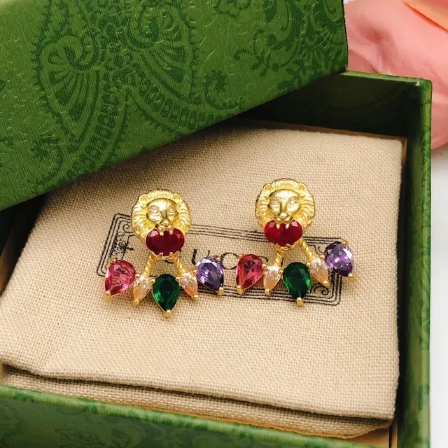 Gucci Lion Head Multigem Earrings 1