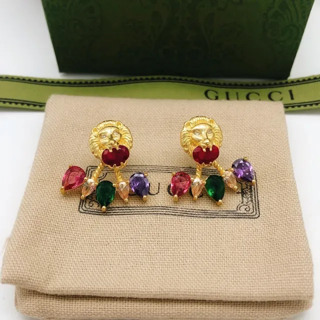 Gucci Lion Head Multigem Earrings 2