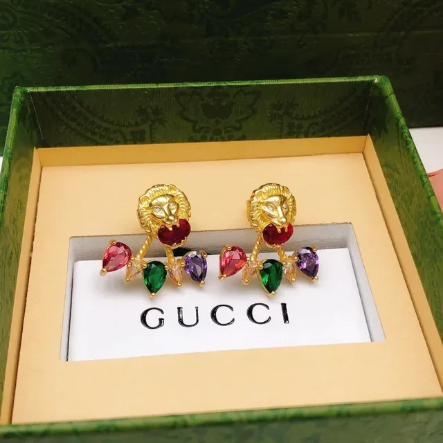 Gucci Lion Head Multigem Earrings 3