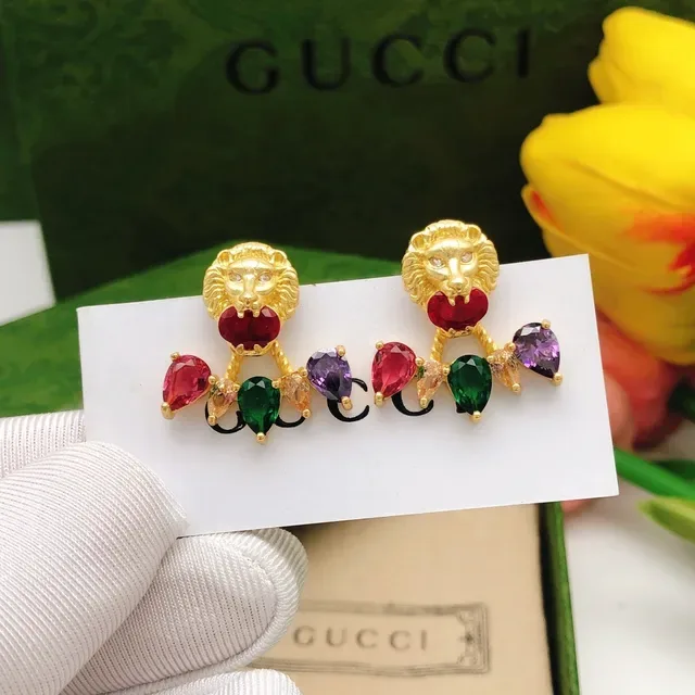 Gucci Lion Head Multigem Earrings 5
