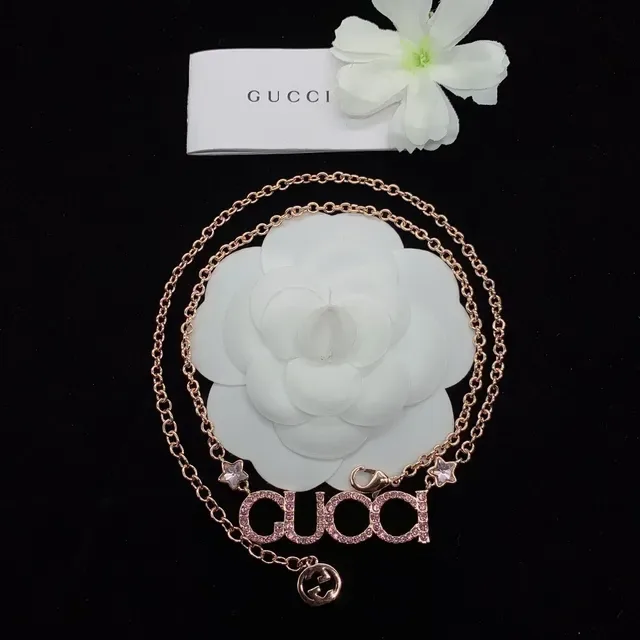 Gucci Logo Bracelet Rose-Gold Crystal Chain Bracelets 3