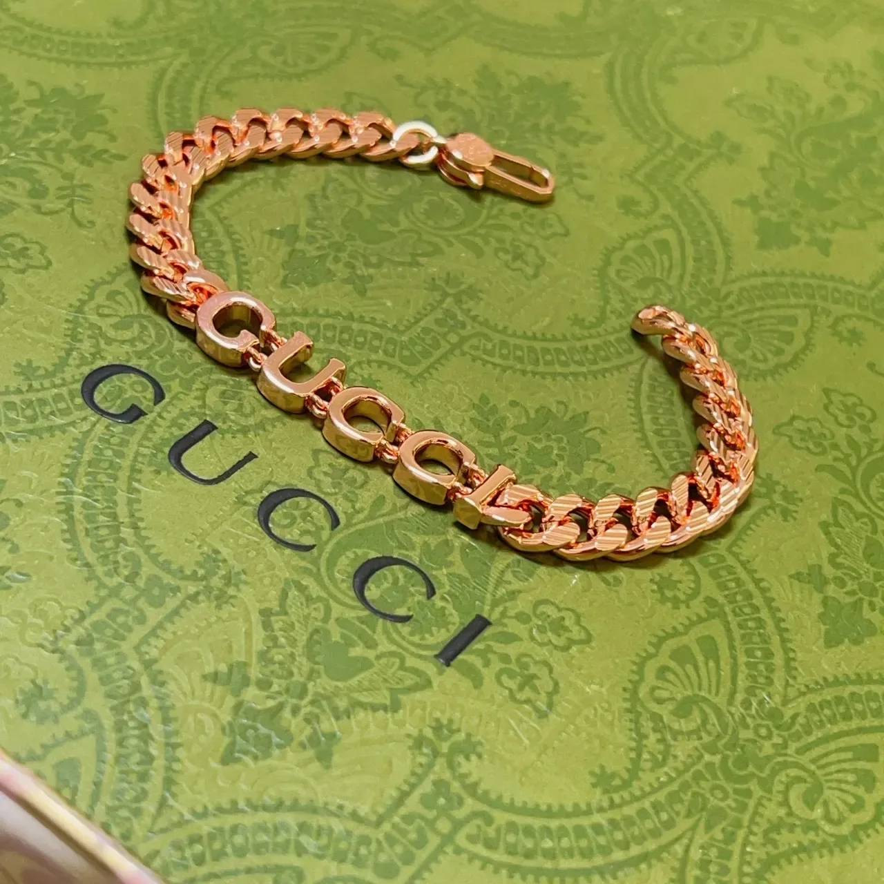 Gucci Logo Chain Bracelet Rose Gold-Tone Bracelets 7