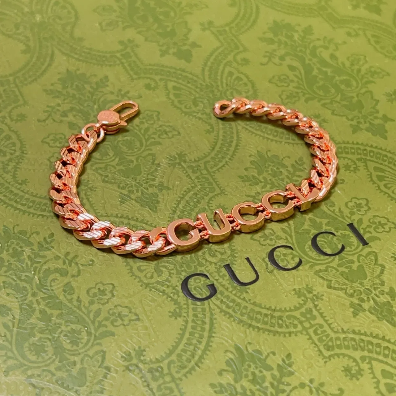 Gucci Logo Chain Bracelet Rose Gold-Tone Bracelets 9