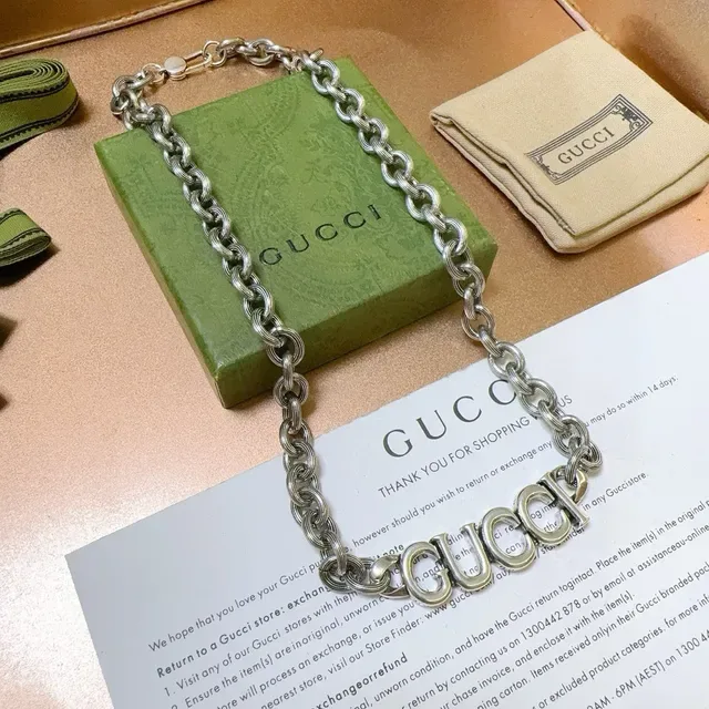 Gucci Logo Chain Silver Necklace 2