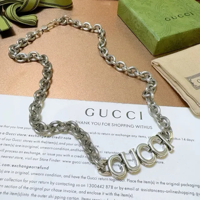 Gucci Logo Chain Silver Necklace 3