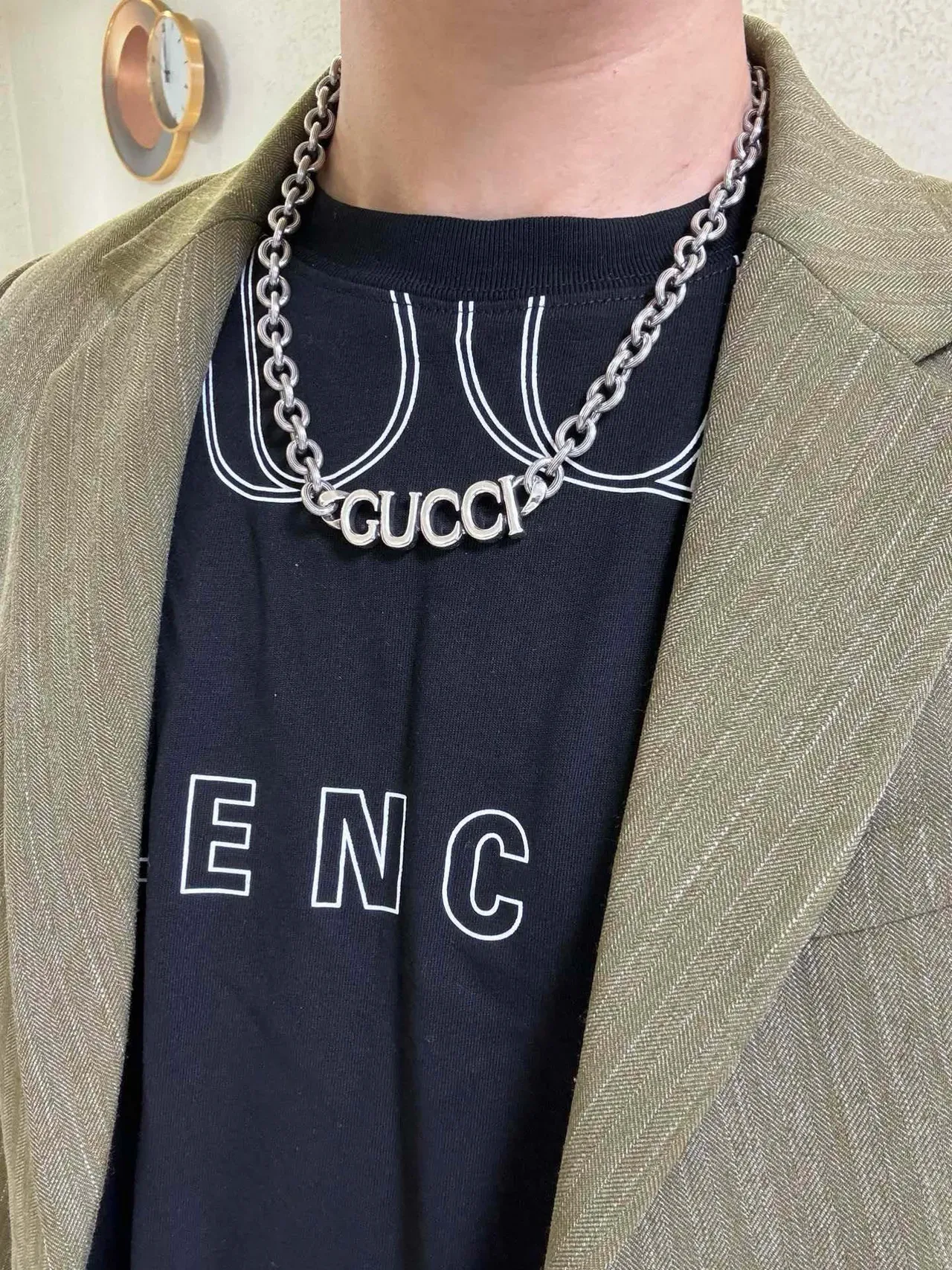 Gucci Logo Chain Silver Necklace 4