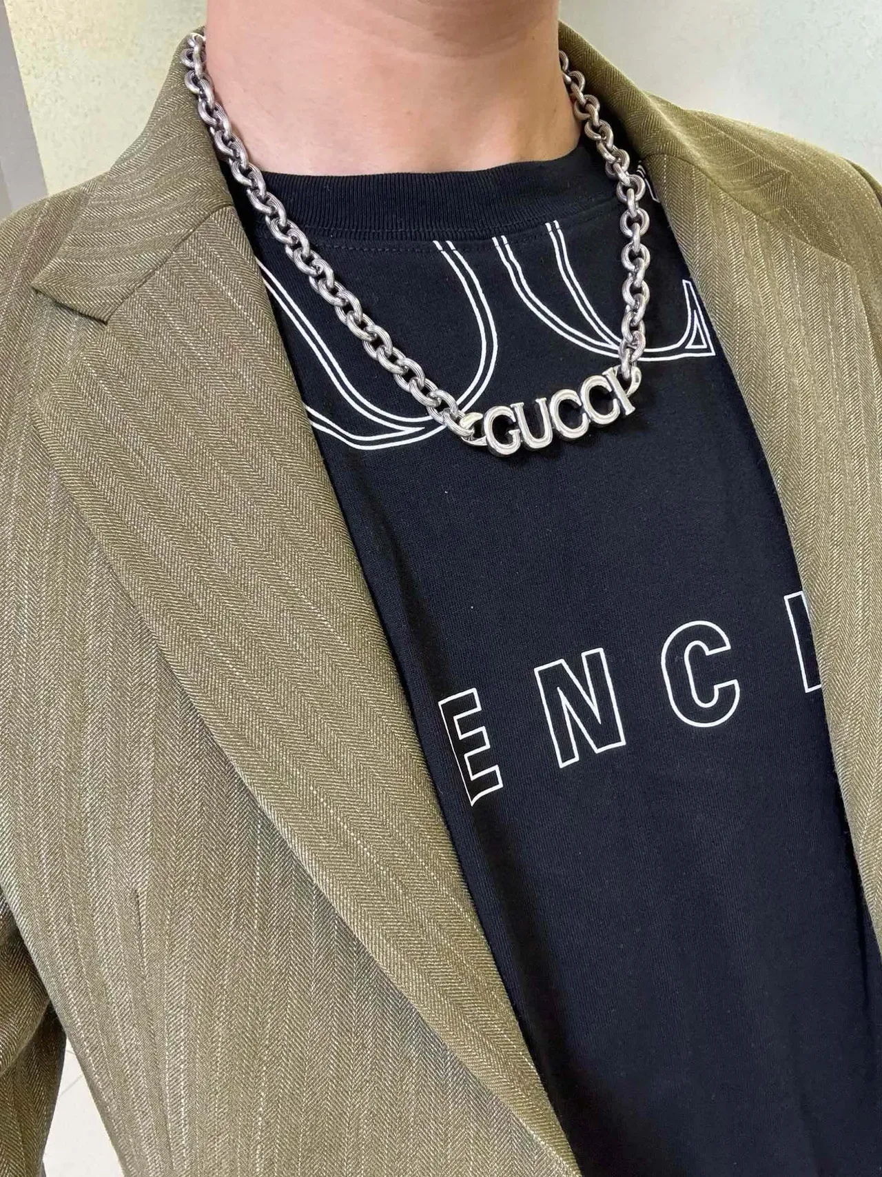 Gucci Logo Chain Silver Necklace 7