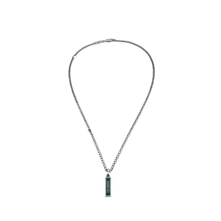 Gucci Logo 吊坠银链项链