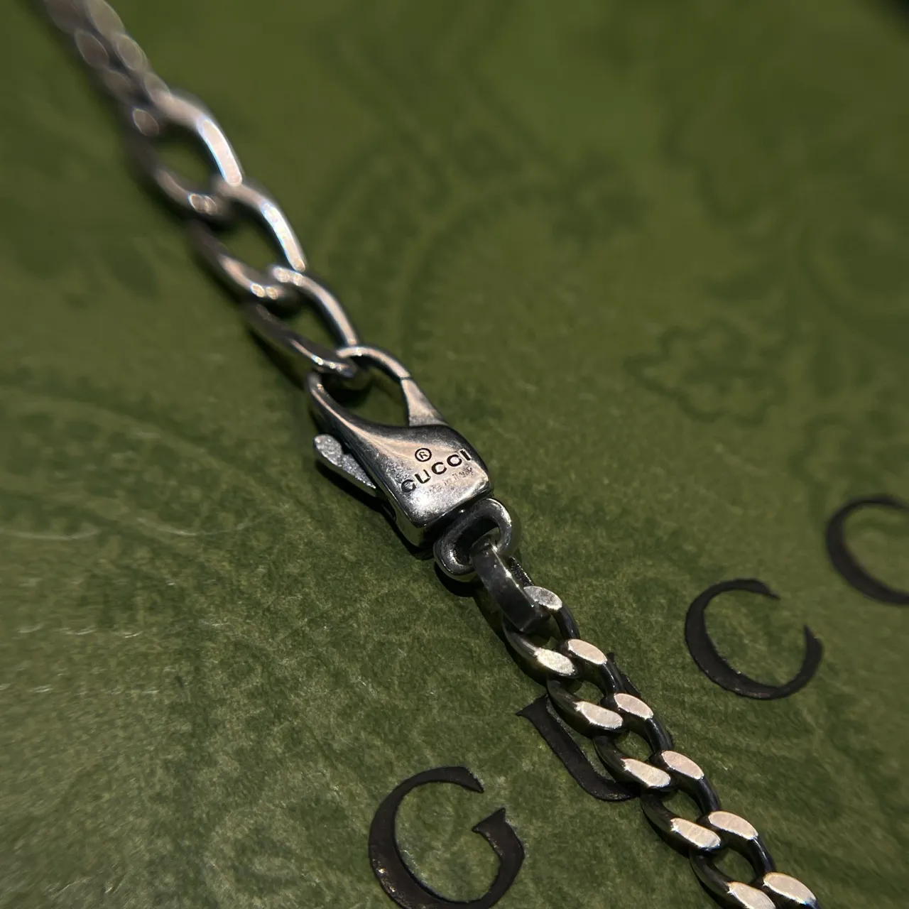 Gucci Logo Pendant Silver Chain Necklace 5