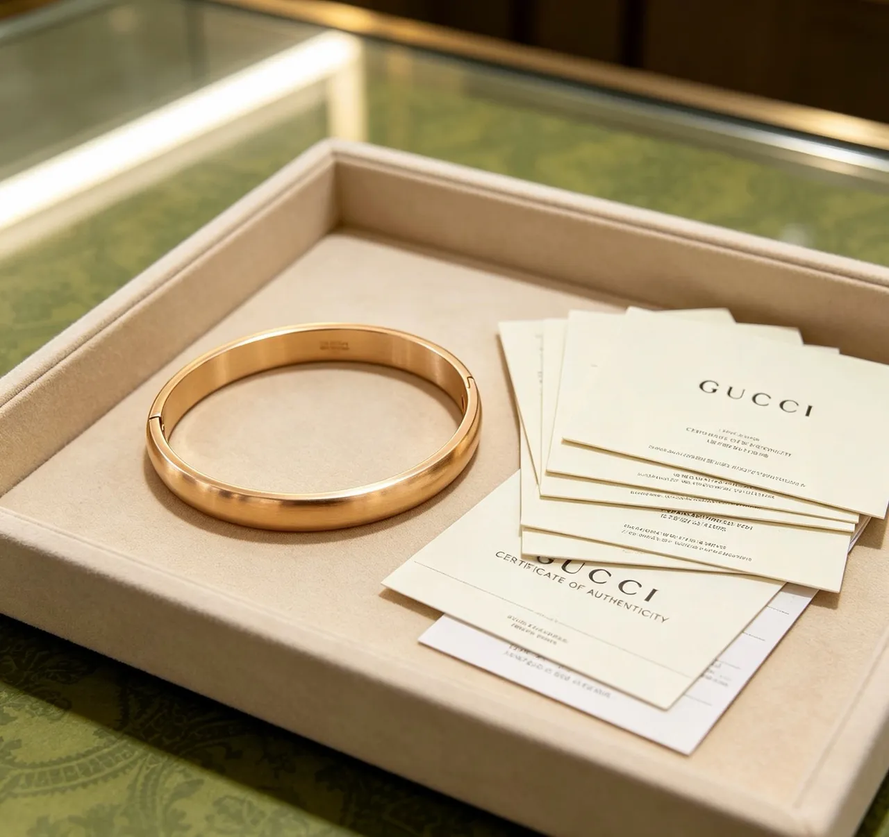 Gucci Minimalist Brushed Gold-Tone Hinged Bangle Bracelet 6