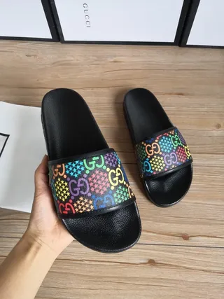 Gucci Multicolor GG Monogram Slide Slippers 6