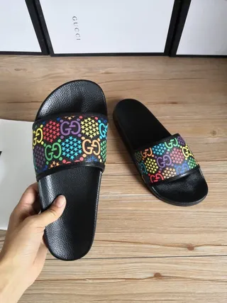 Gucci Multicolor GG Monogram Slide Slippers 7