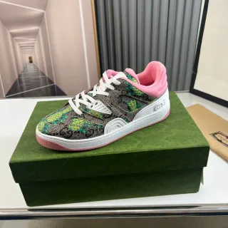 Gucci Multicolor Pink Snakeskin-Print Upper Pineapple Floral Motif Lifestyle Sneakers