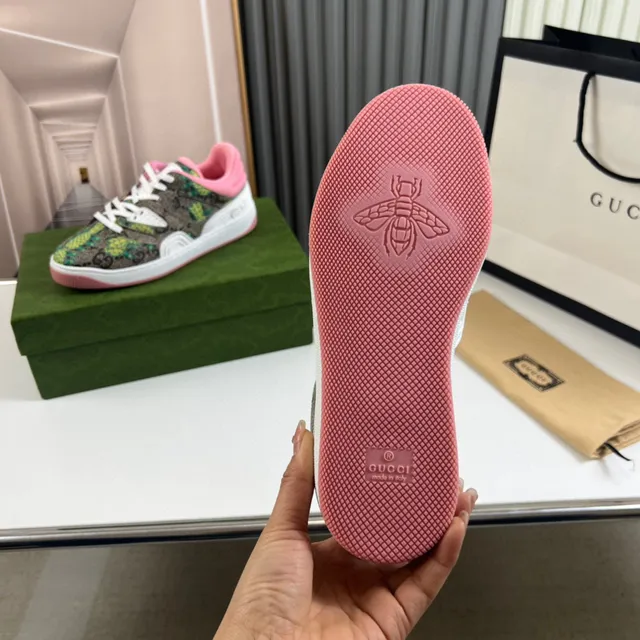 Gucci Multicolor Pink Snakeskin-Print Upper Pineapple Floral Motif Lifestyle Sneakers 2
