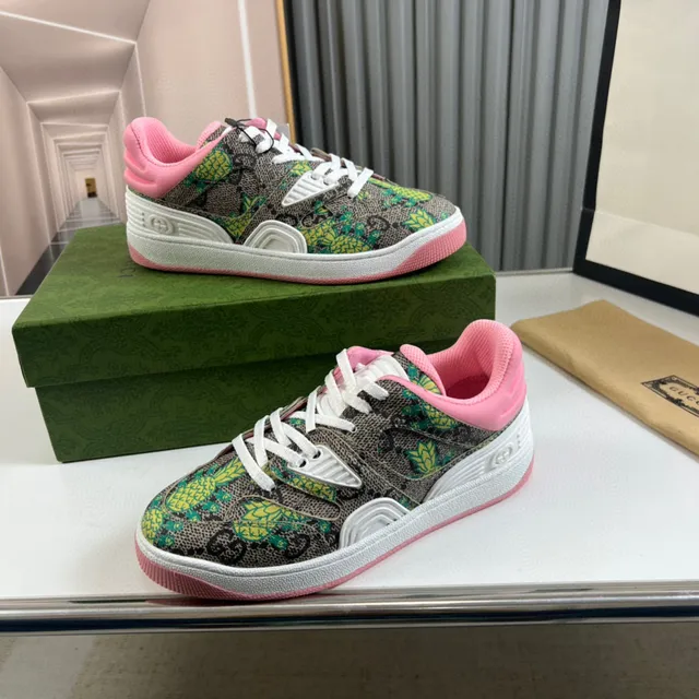 Gucci Multicolor Pink Snakeskin-Print Upper Pineapple Floral Motif Lifestyle Sneakers 8