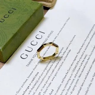 Gucci Octagon Gold Black Octagonal Geometric Band Inlay Panels Ring