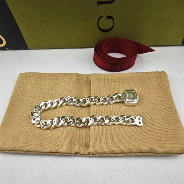 Gucci Octagon Pendant Silver and Black Necklace 2