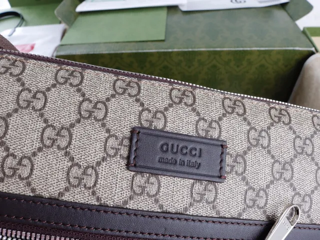 Sac messager Gucci Ophidia Beige Brown GG Monogram Canvas avec bande de cuir 9