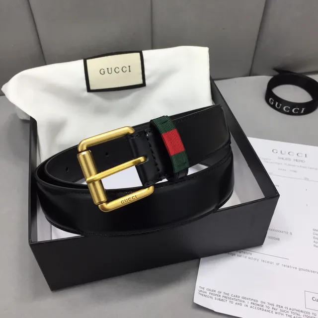 Gucci Ophidia Black Gold Smooth Rectangular Buckle Leather Belt 5
