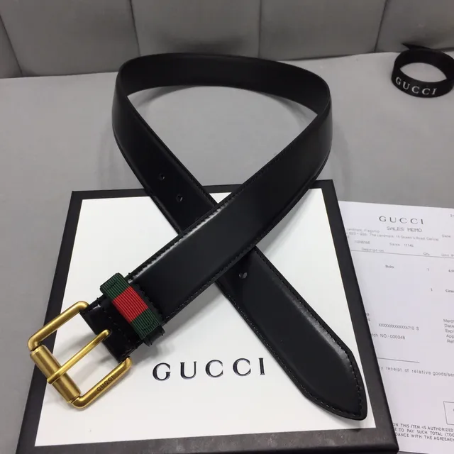 Gucci Ophidia Black Gold Smooth Rectangular Buckle Leather Belt 6