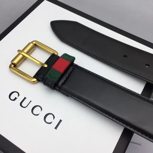 Gucci Ophidia Black Gold Smooth Rectangular Buckle Leather Belt 8