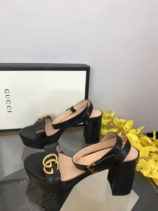 Gucci Ophidia Black Leather Platform Gladiator Sandals 2