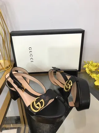 Gucci Ophidia Black Leather Platform Gladiator Sandals 3