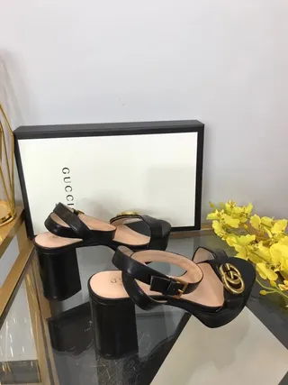 Gucci Ophidia Black Leather Platform Gladiator Sandals 4