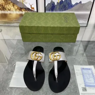 Gucci Ophidia কালো সিলভার Logo-Strap মেটালিক কাসুয়াল স্যান্ডেল