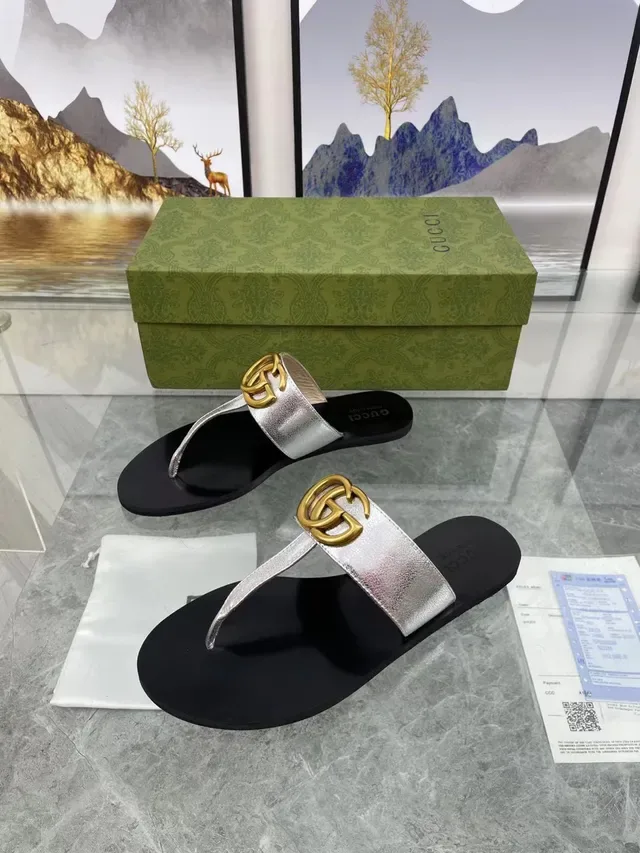 صنادل Gucci Ophidia أسود فضي Logo-Strap معدني كاجوال 6