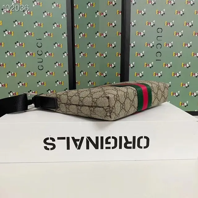 Gucci Ophidia GG Monogram Canvas Sac à bandoulière Rouge Vert Rayures Web 4