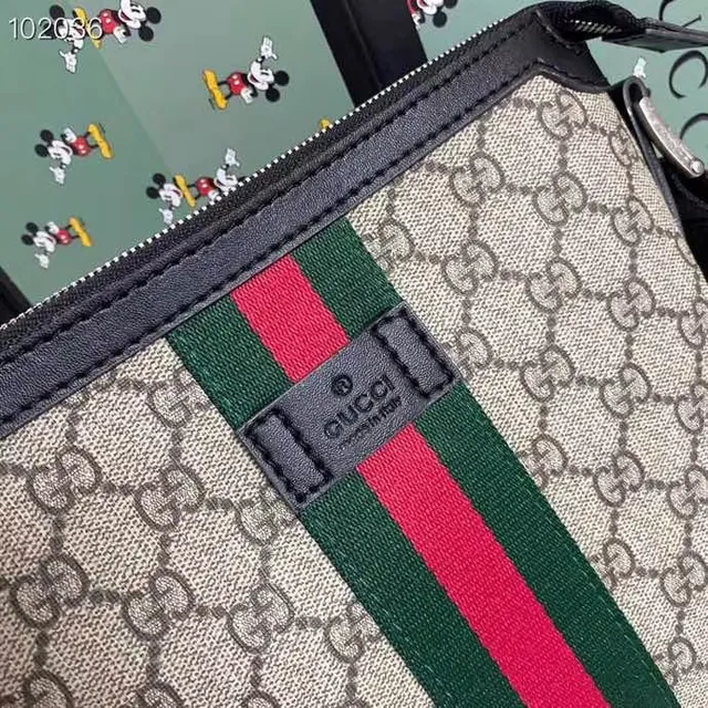 Gucci Ophidia GG Monogram Canvas Sac à bandoulière Rouge Vert Rayures Web 7